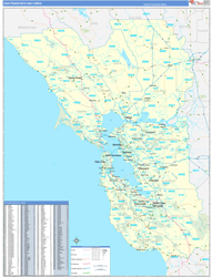 Bay Area Metro Area Wall Map Basic Style 2024
